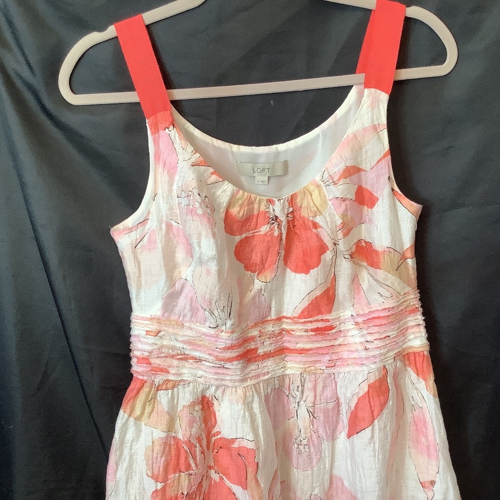 EUC Loft spring/summer‎ dress size 8 corral white